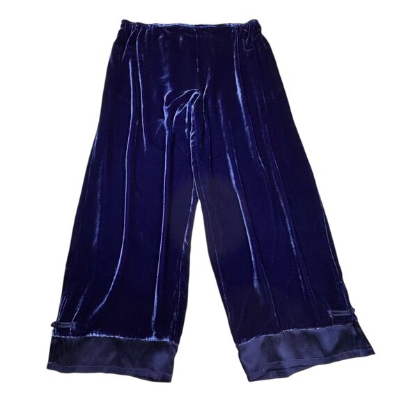 Citron Santa Monica Velvet Wide Leg Crop Culottes Pants SZ L Whimsigoth Boho - Picture 2 of 11